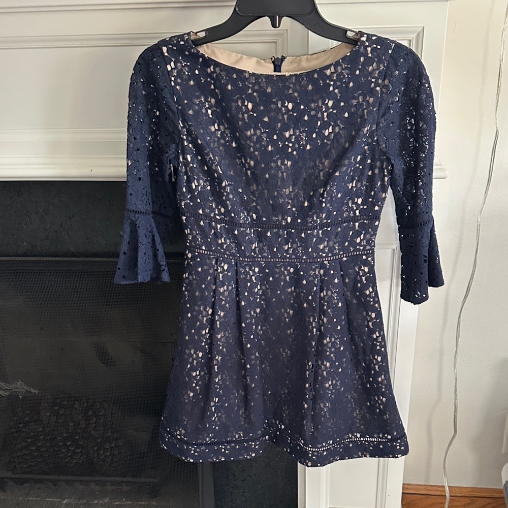 Eliza J Elegant Navy Lace Dress Top, size 0P